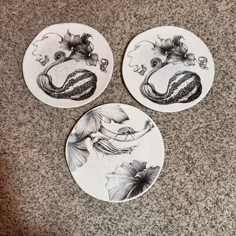 Laura Zindel for West Elm Gourd/Squash Blossom Set of 3 Plates